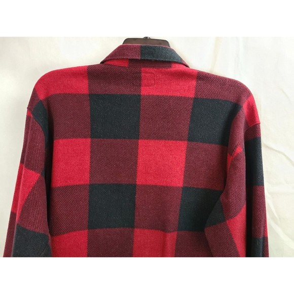 Vintage Wrangler Men's (L) Black & Red Buffalo Plaid Fleece Button Up Shirt - Picture 5 of 9